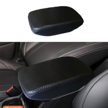 Imagem de BOLTRY Capa de caixa de apoio de braço para console central adequada para Subaru Forester 2019-2023 capa protetora de couro PU à prova d'água antiarranhões acessórios interiores preto grão de fibra de
