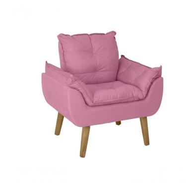 Imagem de Poltrona/cadeira Decorativa Glamour Com Pés Quadrado Rosê