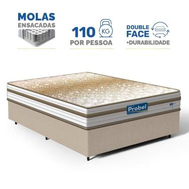 Imagem de Cama Box com Colchão de Molas Ensacadas Double Face Pillow Euro Alfa Probel Casal 138cm