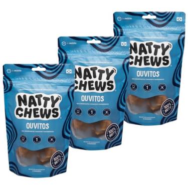Imagem de Kit 3 Embalagens Mordedor Ouvido Bovino Natural Desidratado Ouvitos Natty Chews Para Cães - 12 Unidades