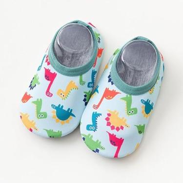 Imagem de Sapatos de caminhada para bebês primavera verão antiderrapante respirável malha tênis unissex pré-andador meias para meninos e meninas (dinossauros), Multi, 9 Toddler