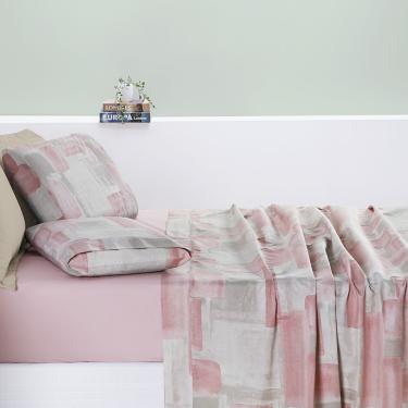 Imagem de Jogo Cama Lençol Maris Casal Padrão Percalle 200 Fios Estampado 4 Peças Quadri Rosê