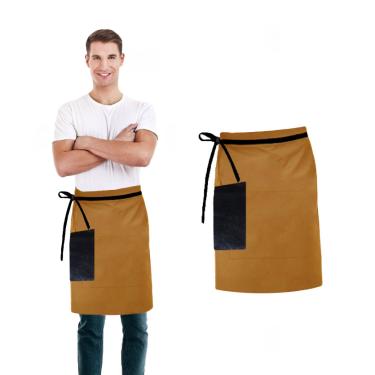 Imagem de Avental Cintura Caramelo Couro Preto Bar Barbearia Cafe 10un