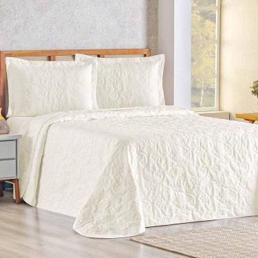 Imagem de Cobre Leito Queen Bouti Mavie Floral 180 Fios 3 Peças - Marfim