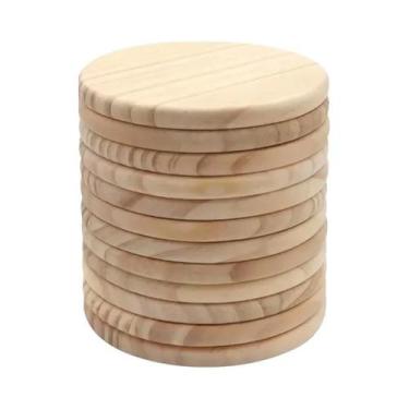 Imagem de Conjunto De 6 Porta-Copos Redondos De Madeira De 4 Polegadas, Madeira 