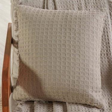 Imagem de Capa De Almofada Decorativa Waffle 100% Algodão 45x45cm Cashmere