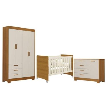 Imagem de Quarto De Bebê Zaki E Berço Americano Evolution 4 Em 1 Areia Acetinado Savana - Reller