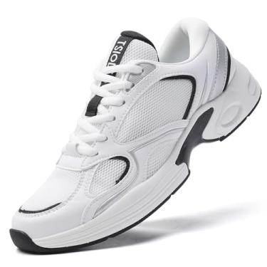 Imagem de TSIODFO Tênis de corrida feminino, sem cadarço, largo, leve, academia, treino, caminhada, Branco 02, 6.5 Wide