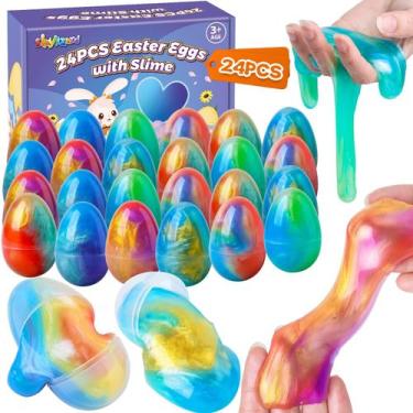 Imagem de Ovos de Páscoa pré-preenchidos com Slime ShyLizard para crianças, 24 u