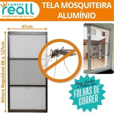 Imagem de Tela Mosquiteira em Alumínio Altura Regulável de 68 a 127cm e Largura 