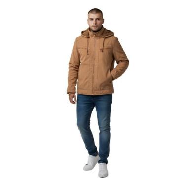 Imagem de Jaqueta Sarja Pelúciada Com Bolso Masculina - RCV, Bege, GG