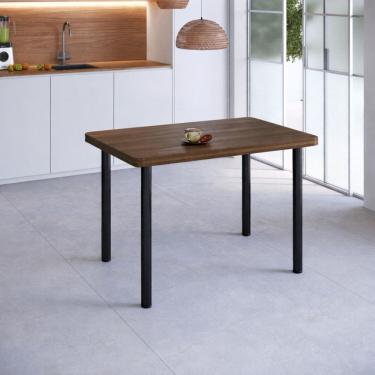 Imagem de Mesa de Jantar 4 Lugares Retangular Base Pintura Tampo em Mdp Nogueira