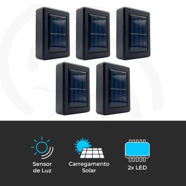 Imagem de Kit 5 Luminária Arandela Solar LED Externa Sensor Crepuscular IP65 - P