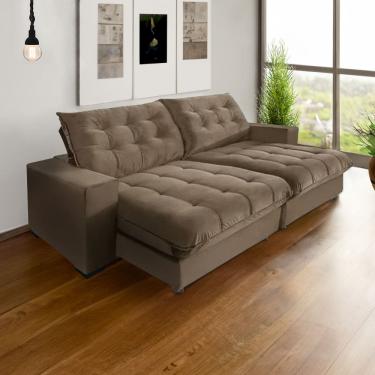 Imagem de Sofá Califórnia Retrátil e Reclinável 3 Lugares 2,10m com Molas Ensacadas e Pillow Castor 