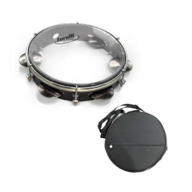 Imagem de Pandeiro 8'' Preto Pele Cristal Torelli Tp848 Com Bag