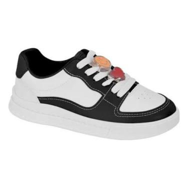 Imagem de Tênis Molekinha Infantil Meninas Branco e Preto Moderno Casual -, Bran