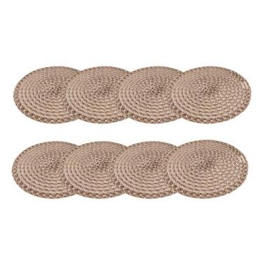 Imagem de Kit Jogo Americano Redondo 8 Peças de Juta para Descanso Mesa Posta So