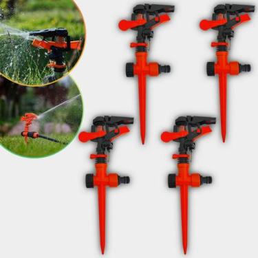 Imagem de Kit 4 Irrigadores Para Jardim Aspersores Giratório Setorial Pulso Reto