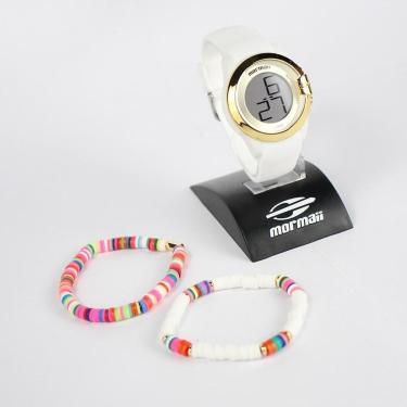 Imagem de Kit Relógio Mormaii Luau Branco + Pulseiras - MO13001E/K8B-Feminino