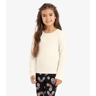Imagem de Blusa Manga Longa Com Aplicação Strass Rovi Kids Bege-Feminino