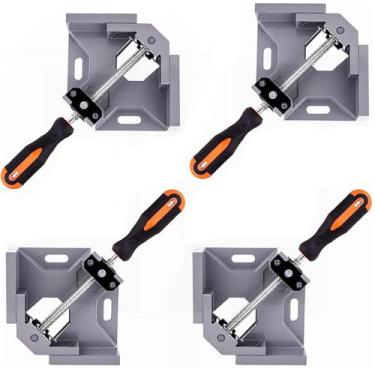 Imagem de Kit 4 Braçadeira Esquadro Grampo Sargento Marcenaria Grande Ajustável 