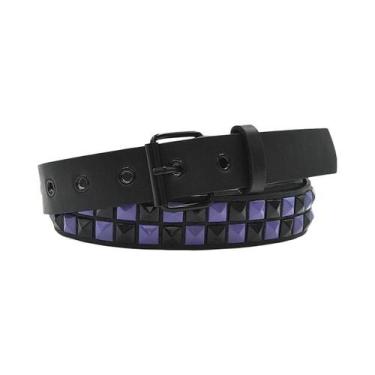 Imagem de Cinto Feminino Roxo Punk Hip Hop Y2k Em Couro PU Com Fivela De Pino, A
