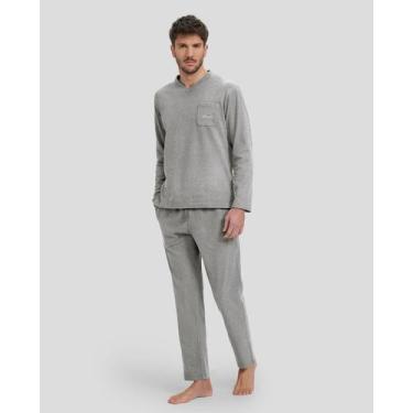 Imagem de Pijama Liso Decote V - Lohe, Cinza, XG