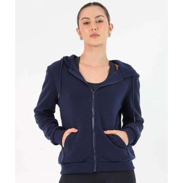 Imagem de Casaco Feminino Moletom Fitness Marisa Azul-53331, Azul, GG