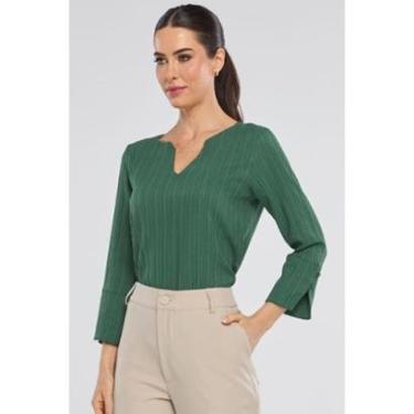Imagem de Blusa PKS Manga 7/8 Crepe Frisê Verde-Feminino