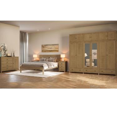 Imagem de Conjunto Quarto Topázio Freijó: Guarda-Roupa 12 Portas, Cômoda, Cama Casal e 2 Mesas de Cabeceiras