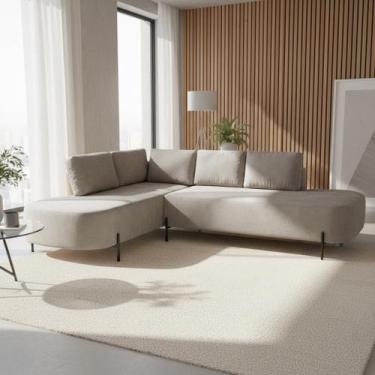 Imagem de Sofá de Canto Orgânico 4 Lugares 265cm Base de Ferro Chaise Esquerda L
