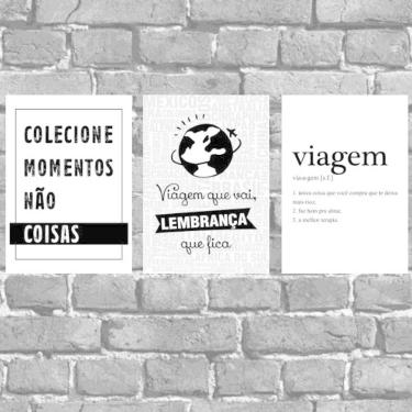 Imagem de Kit 3 Placas Decorativas Frases Viagem 18x27cm