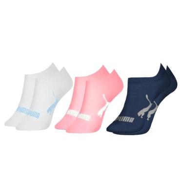 Imagem de Kit 3 Pares Meias Invisível Puma Sapatilha Adulto Original, Rosa, Bran