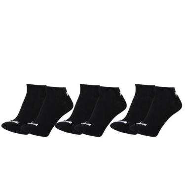 Imagem de Kit 3 Pares Meias Puma Cano Curto Baixo Adulto Algodão Original, Preto