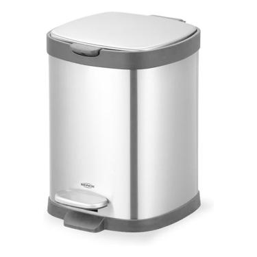 Imagem de Lixeira Banheiro 6l Prata Inox Escovado 31x21x21cm Pedal