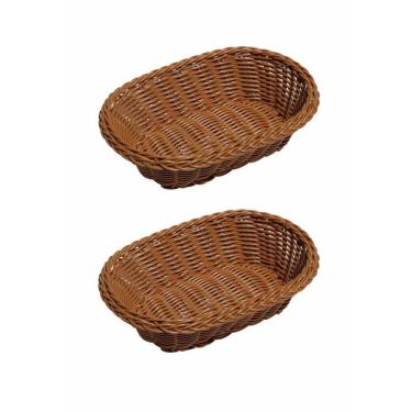 Imagem de Kit 2 Cesta Oval Rattan Lyor Bandeja de Plástico com 24cm