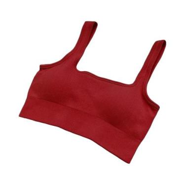 Imagem de Sutiã Esportivo Feminino Sem Costura Em Cor Sólida Com Almofada Embuti