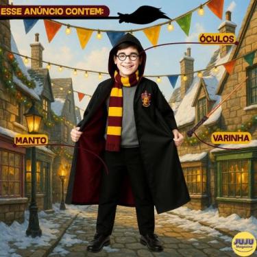 Imagem de Fantasia Harry Potter Grifinória com Acessórios Festa e Cosplay Modelo