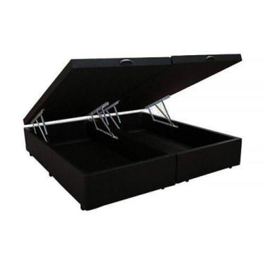 Imagem de Base Box Baú Casal Bipartido Rr Colchões Suede Preto - RR COLCHOES