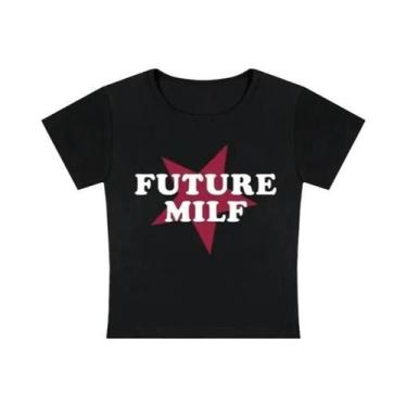 Imagem de Camiseta Feminina Slim Fit De Manga Curta Harajuku Y2k Streetwear Sexy