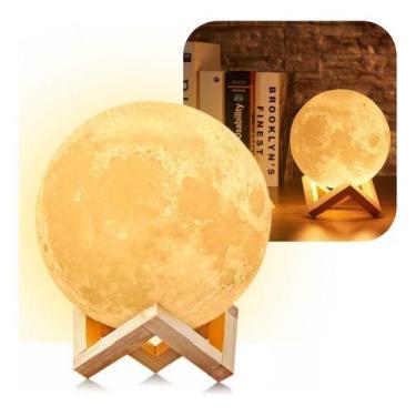 Imagem de Luminária Lua Cheia Realista Com Base Sem Fio Monocromática - Duarte S