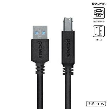 Imagem de Cabo P/ Impressora Usb A 3.0 M P/ Usb B 3.0 M - 3 Mts - Puabm3-3 - PCY