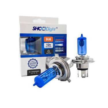 Imagem de Par Lâmpada H4 Shocklight Super Branca 8500K 12V 60 55W Automotiva