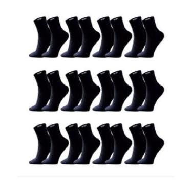 Imagem de Kit de 12 Pares de Meias Cano Alto em Algodão Macio - no-brand, Preta 