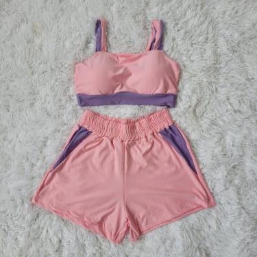 Imagem de Conjunto Fitness Short e Top bojo Removivel Roupa Academia - PIJAMAS V