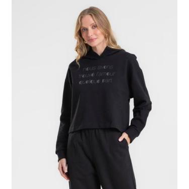 Imagem de Blusão Cropped Feminino Com Capuz Rovitex Preto, M, Preto