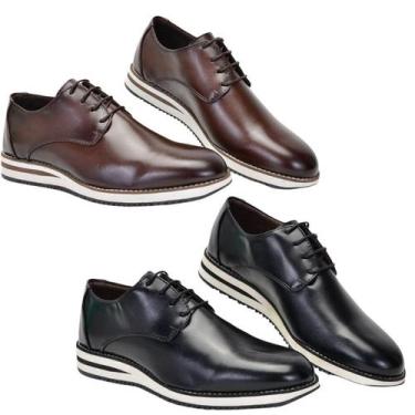 Imagem de Kit 2 Pares Sapato Social Casual Derby Oxford De Amarrar Super Macio E