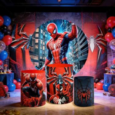 Imagem de Capas Painel Redondo Cilindro Aranha Homem Super Heroi - Painel De Fes