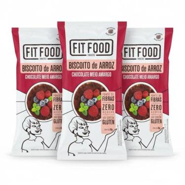 Imagem de Kit 3 Biscoito de Arroz Chocolate Meio Amargo FIT FOOD 60g