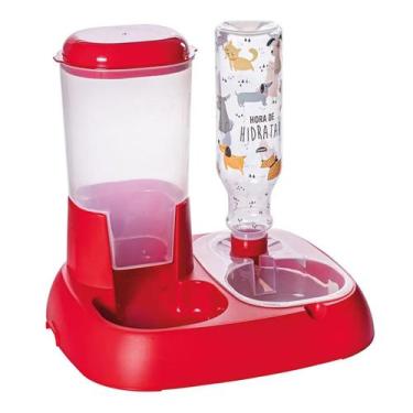 Imagem de Comedouro E Bebedouro 1 Litro Para Pets Animal De Estimação Até 1,5Kg 